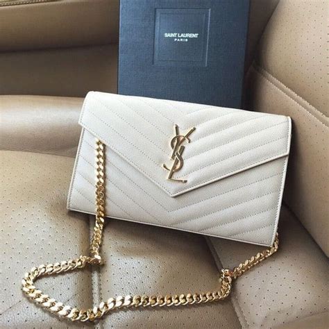 white ysl handbag|white ysl bag gold chain.